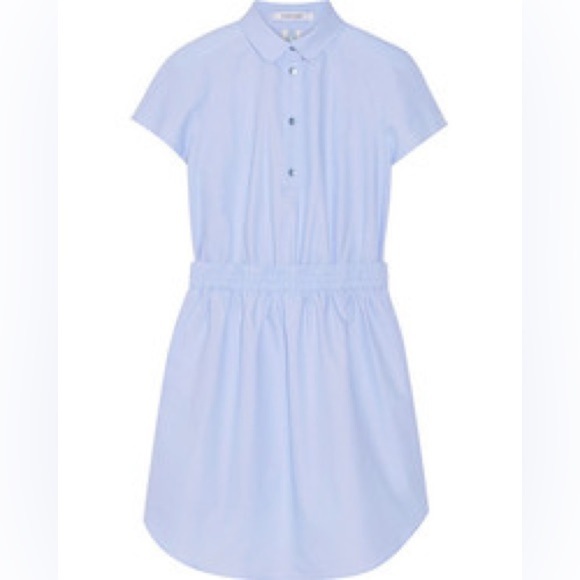 CARVEN Cotton Shirt Dress Short Sleeve Light Blue Mini Size 38 FR US6 - Picture 1 of 5